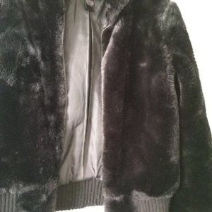 J.LO BOMBER JACKET Black Faux Fur Bomber Jacket - Size Womens Small